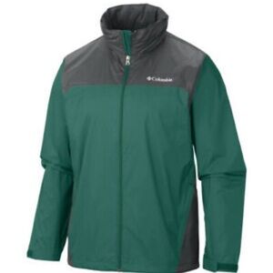 Columbia Hooded Men's Green and Charcoal Raincoat